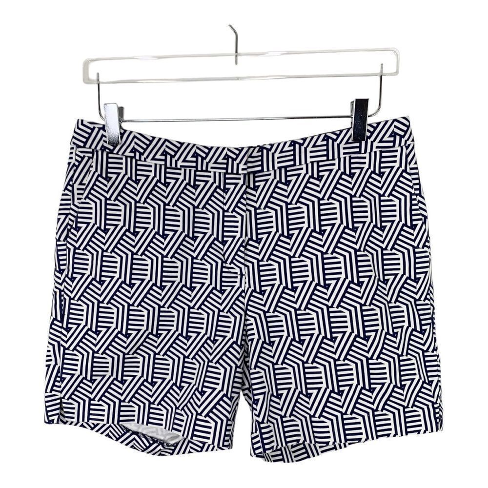 Boden Navy White Geometric Stripe Richmond Shorts Sz 8‎